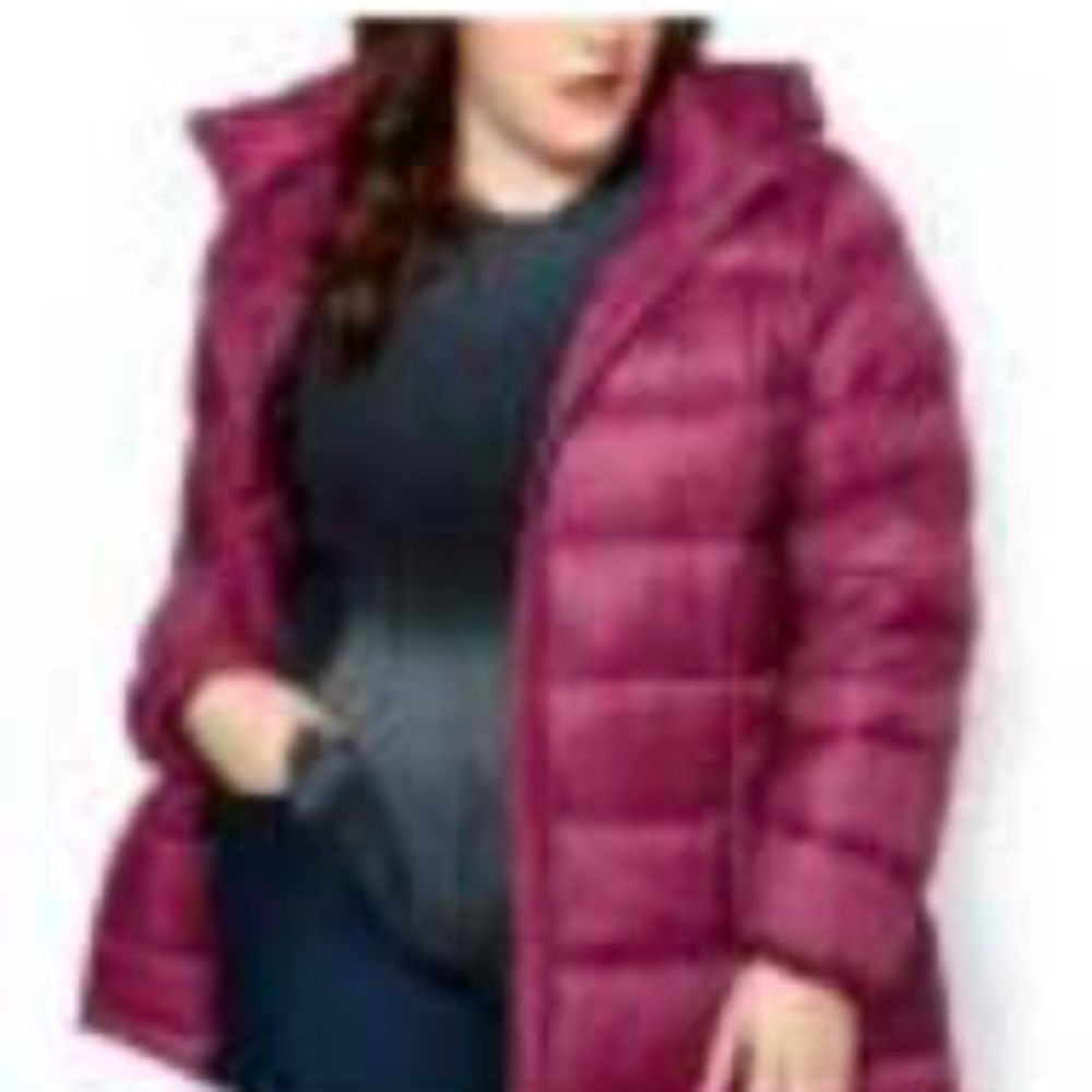 DOWN & FEATHER JACKET, PLUM RED, SIZE 5X, PACKABLE, FOR COLDER DAYS, WIND & WATE